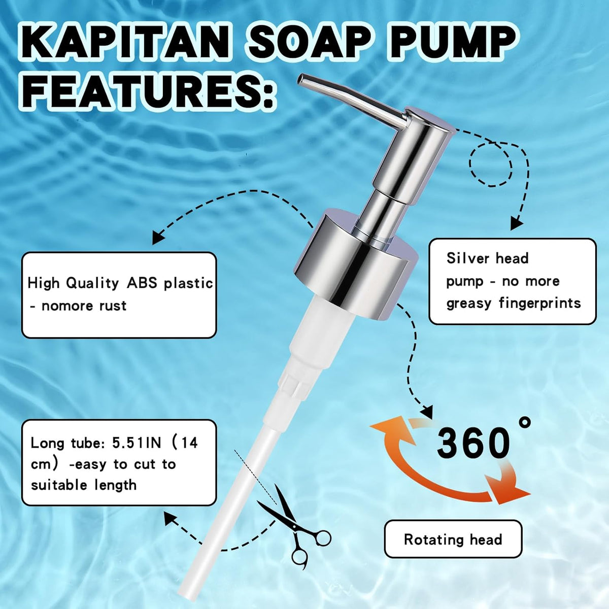 4Pcs Soap Dispenser Pump Replacement(Standard Diameter 28/400 Neck Size,1.1inch),Lotion Dispenser Pumps for Regular Mouth Plastic Shampoo Bottle (Silver)