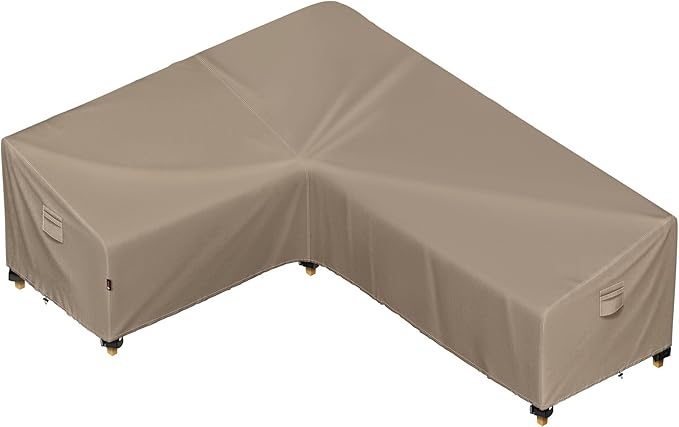 iBirdie Outdoor Patio Furniture Cover fit 83 x 104 inch, 80 x 102, 82 x 100 L-Shaped Sectional Sofa, Waterproof Weatherproof Heavy Duty 600D Garden Cover for Outside L Shape Couch, Brown
