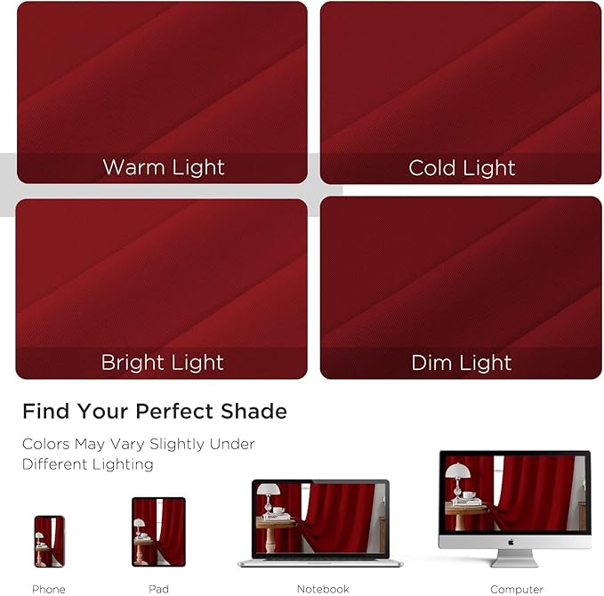 CUCRAF Red Blackout Curtains 84 inch Length 2 Panels Set, Rod Pocket Room