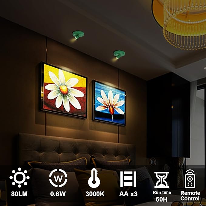 HAMVIDNE LED Spotlight, Battery Powered Picture Lights, Uplight Indoor