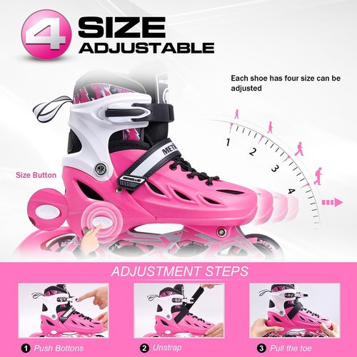METROLLER Adjustable Inline Skates - Light Up Wheels for Kids & Adults | 4 Sizes Available