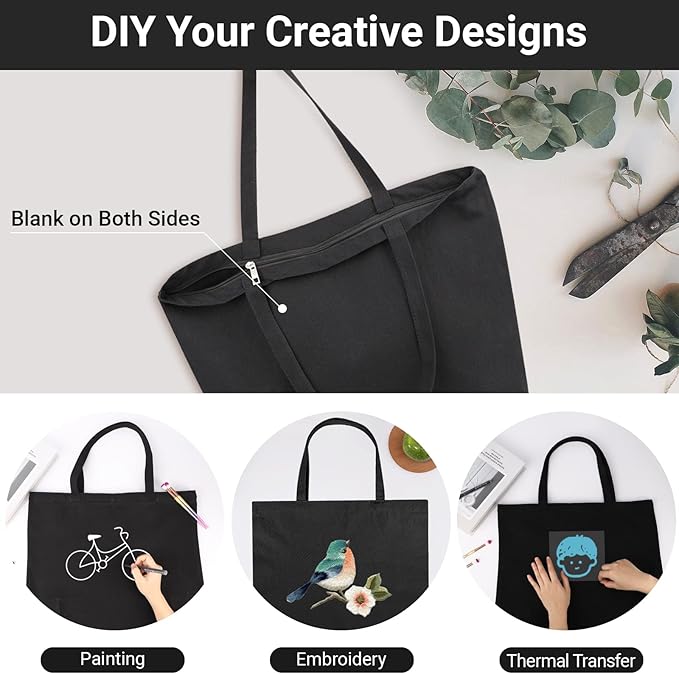 Segarty Canvas Tote Bag Bulk, 6 Pack 20x15.7 Canvas Bags for Women, Reusable Totes Aesthetic with Blank Natural Cotton Cloth for DIY, Grocery Shopping, Beach, Travel，Gift