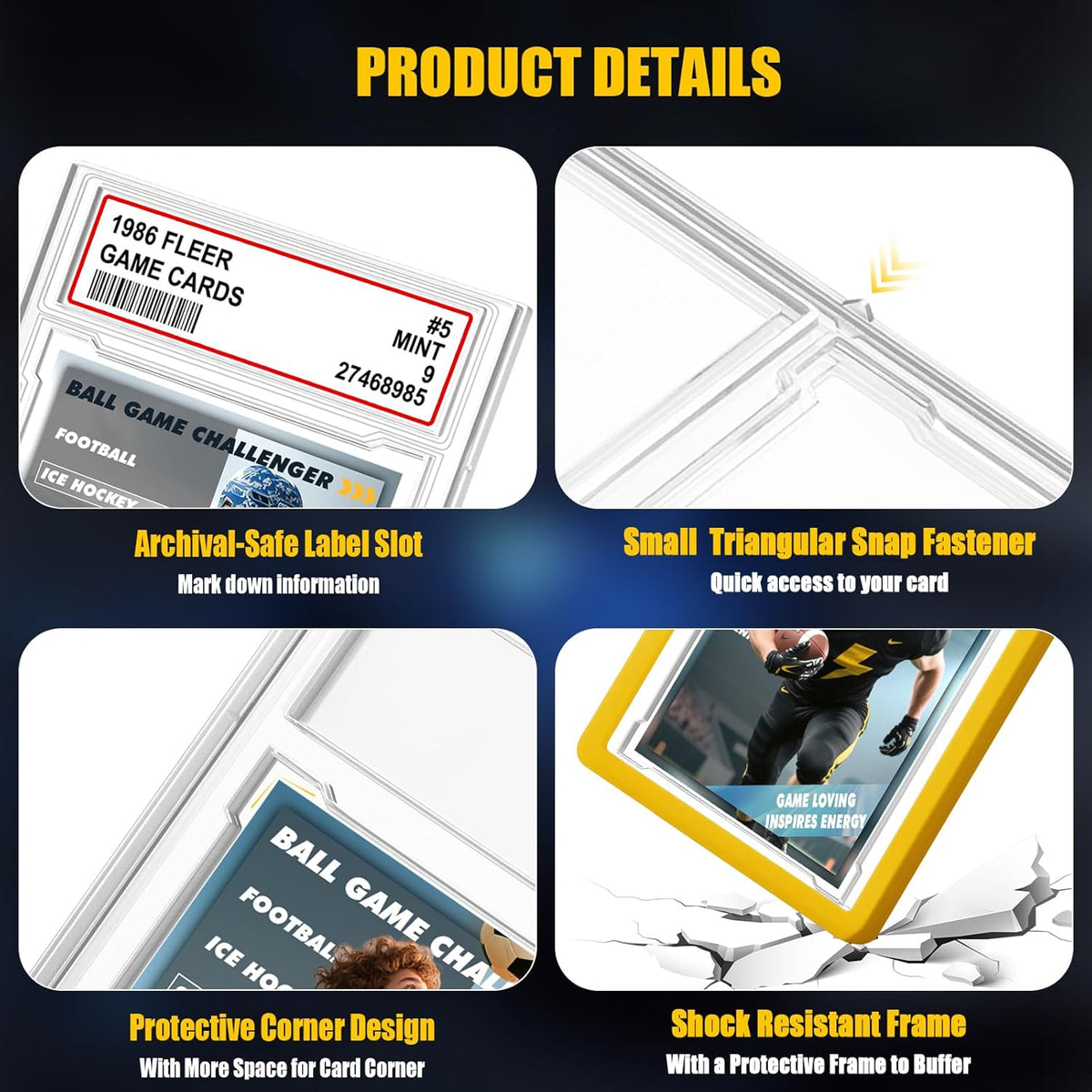 PSA Graded Card Slab Bumper Set - Hard TPU Protectors with Label Position for Game & Trading Cards