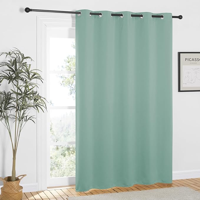 NICETOWN Aqua Blue Blackout Curtains 84 inch Length, Grommet Top Room Darkening