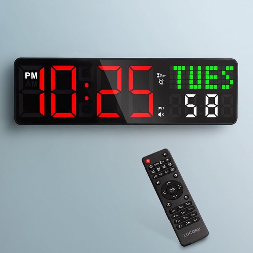 LUCORB Gym Clock Timer - Versatile Workout Clock with Remote Control | 5 Display Modes, 4 Alarms