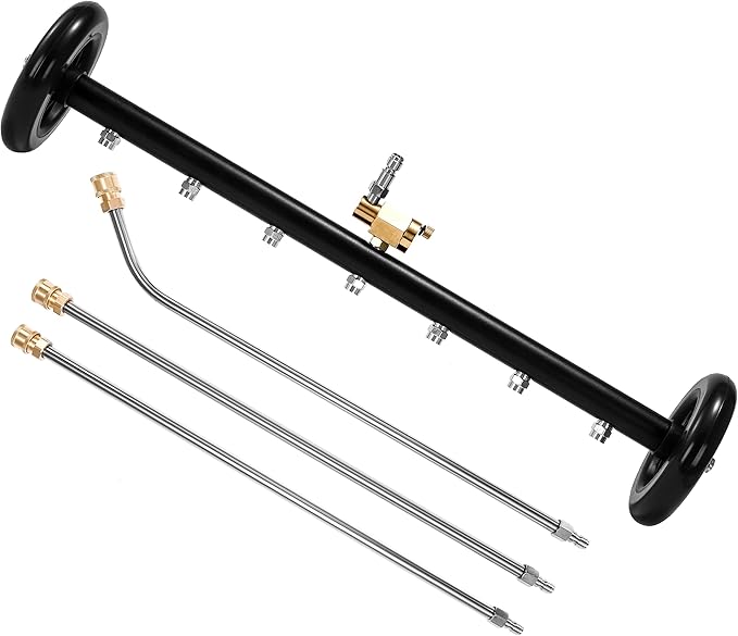 Tool Daily Dual-Function Undercarriage Cleaner, 24 Inch, Water Broom for Pressure Washer with 7 Nozzles, Under Car Washer Attachment, 3 Pcs Extension Wand, 4000 PSI