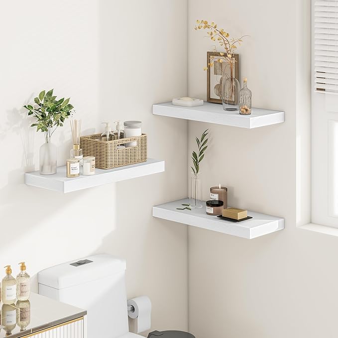 Vivelove White Floating Shelves Over Toilet, 24/36/48/55 Inch X 12 Deep Shelves