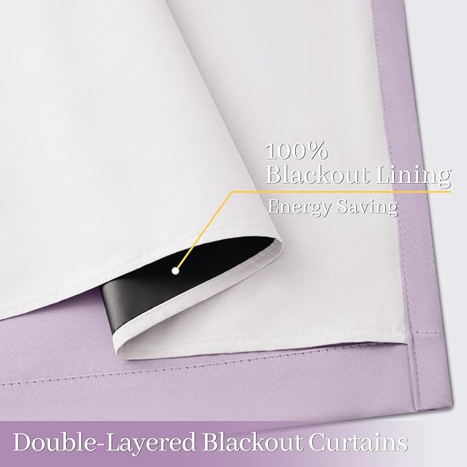 Yakamok 100% Blackout Curtain Panels 96 inches Cold and Light Blocking Drapes
