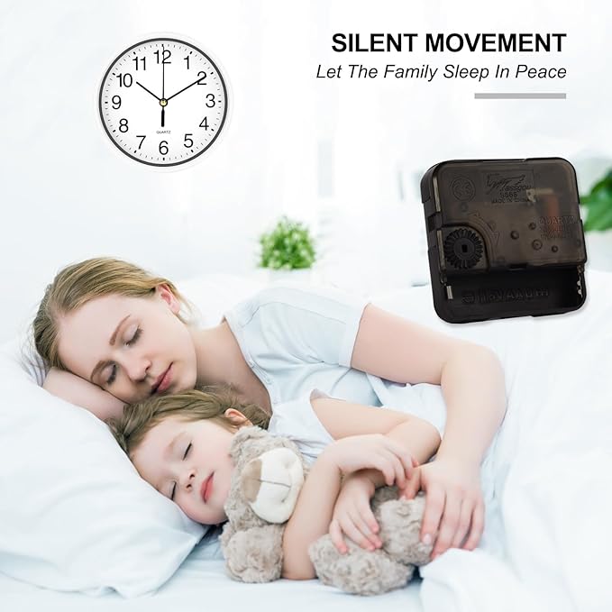 Silent Wall Clock Non Ticking, 6 Inch Wall Clocks Battery Operated, Small