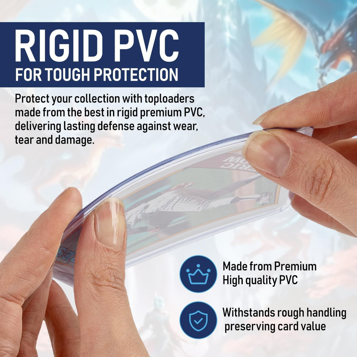 Premium Seamless 20PT Top Loaders - 360PT Thick Card Holders for Trading Cards | Hard Plastic Sleeves