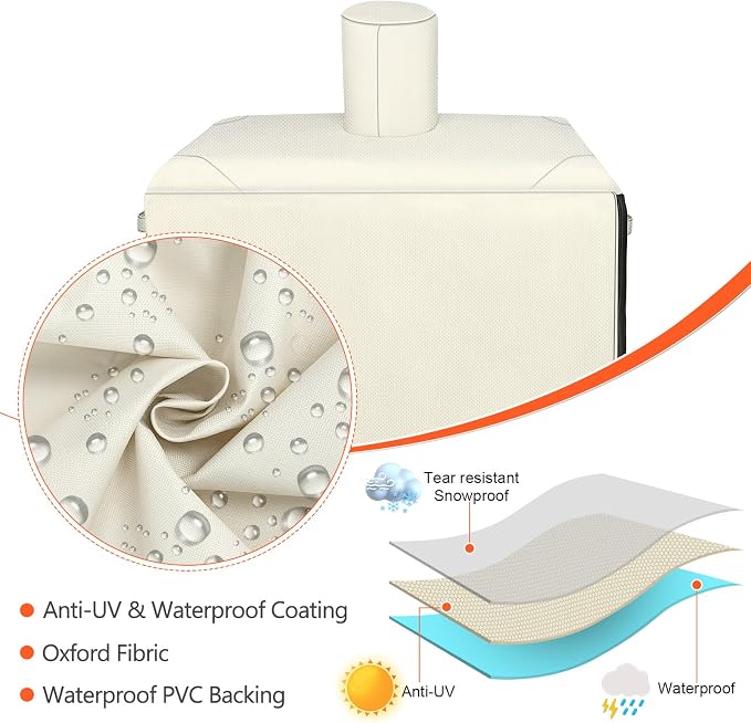 QuliMetal Vertical Smoker Cover for Pit Boss 4/5/7 Series Vertical Smokers, PBV4PS1, PBV5PW1, PBV4PS2, PBV5P1, 600D Waterproof Fade Resistant Grill Cover with Zipper Design for Pitboss 73550, Beige