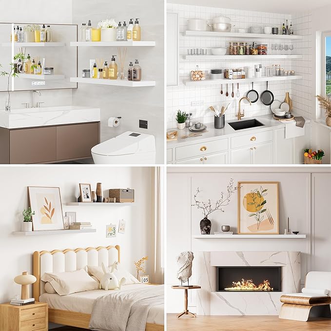 Heimlove Floating Shelves for Wall 36 Inches Long, 9.3" Deep White Floating