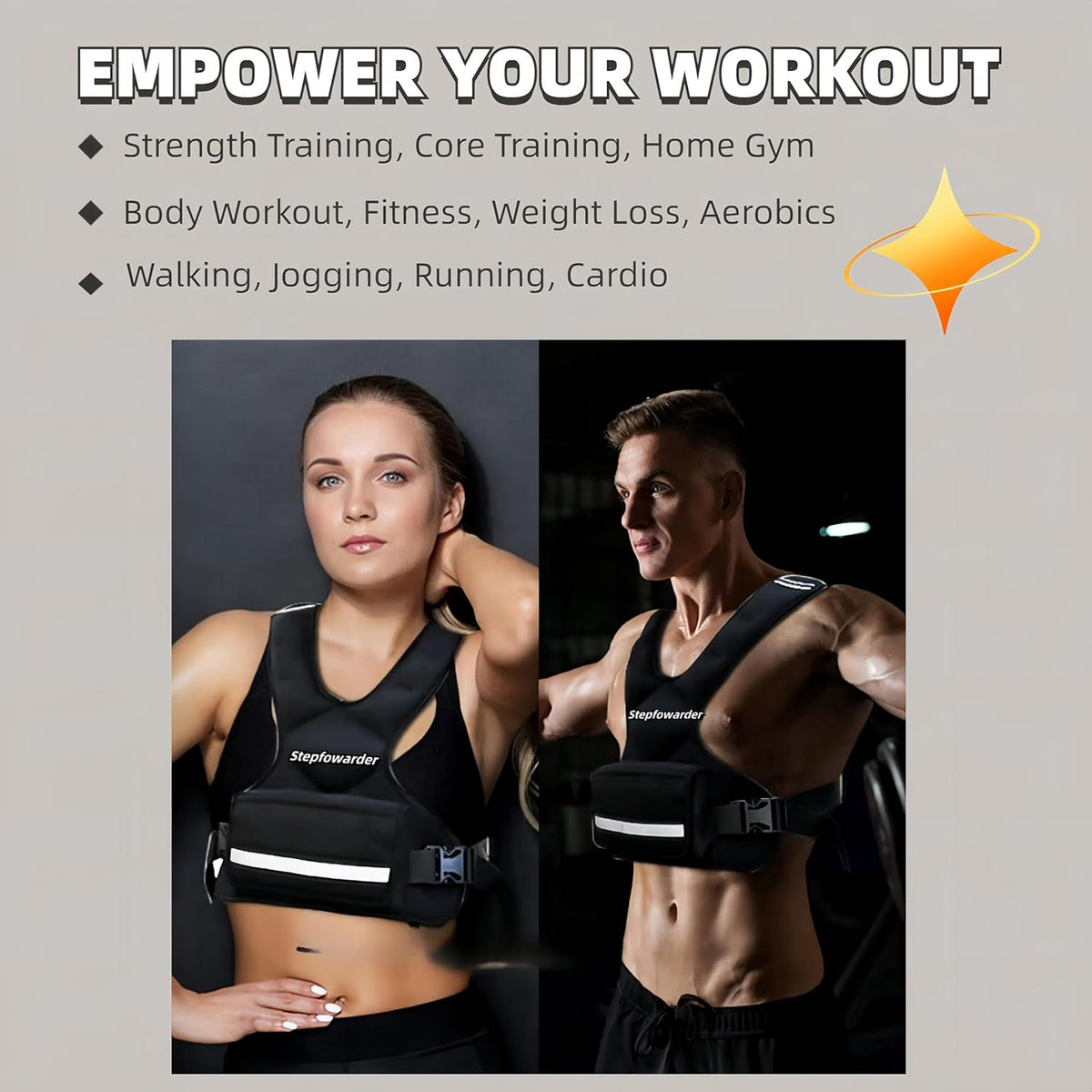 Skiennix Adjustable Weighted Vest - 6lbs/12lbs for Strength Training, Running & Workouts | Reflective Stripes