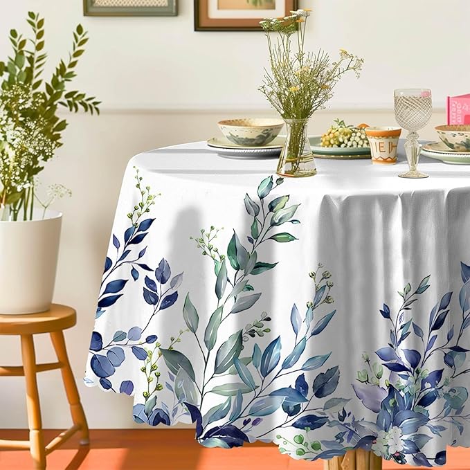 Eikione Kitchen Tablecloth 70 inch Round Boho Tablecloths Polyester Table Cloth for Party Restaurant Banquet Dining Buffet Table Picnic Decorations