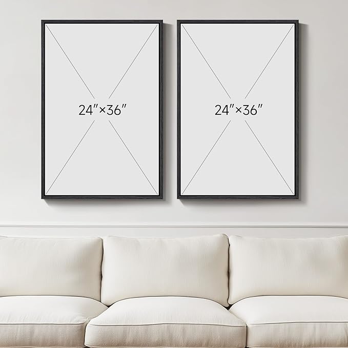 Large Framed Black and White Abstract Wall Art