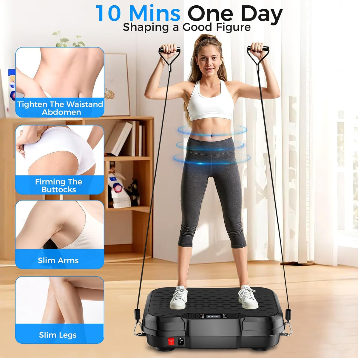 Skiennix Vibration Plate Exercise Machine - 250 Adjustable Speeds for Lymphatic Drainage | Supports 450 Lbs