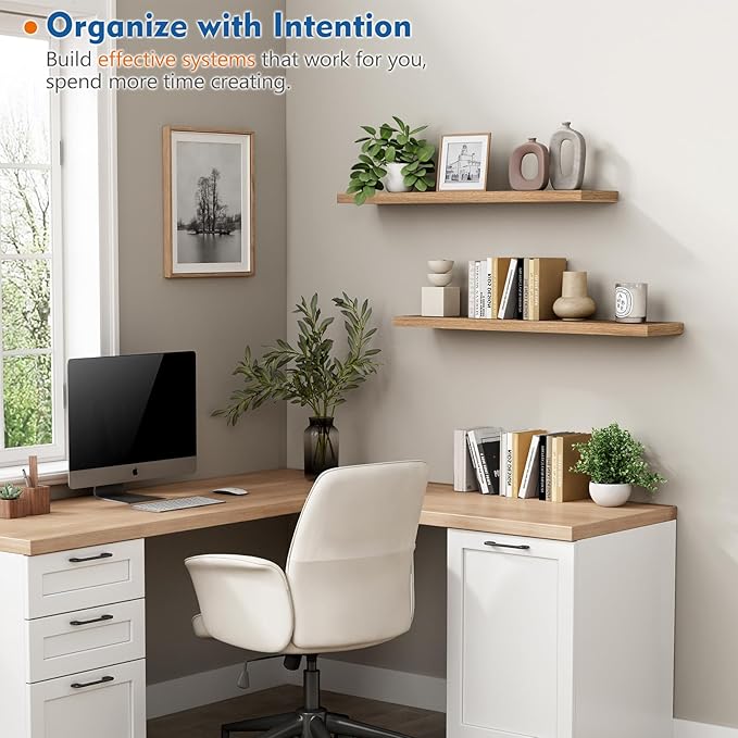 Harwaya Light Wood Floating Shelves