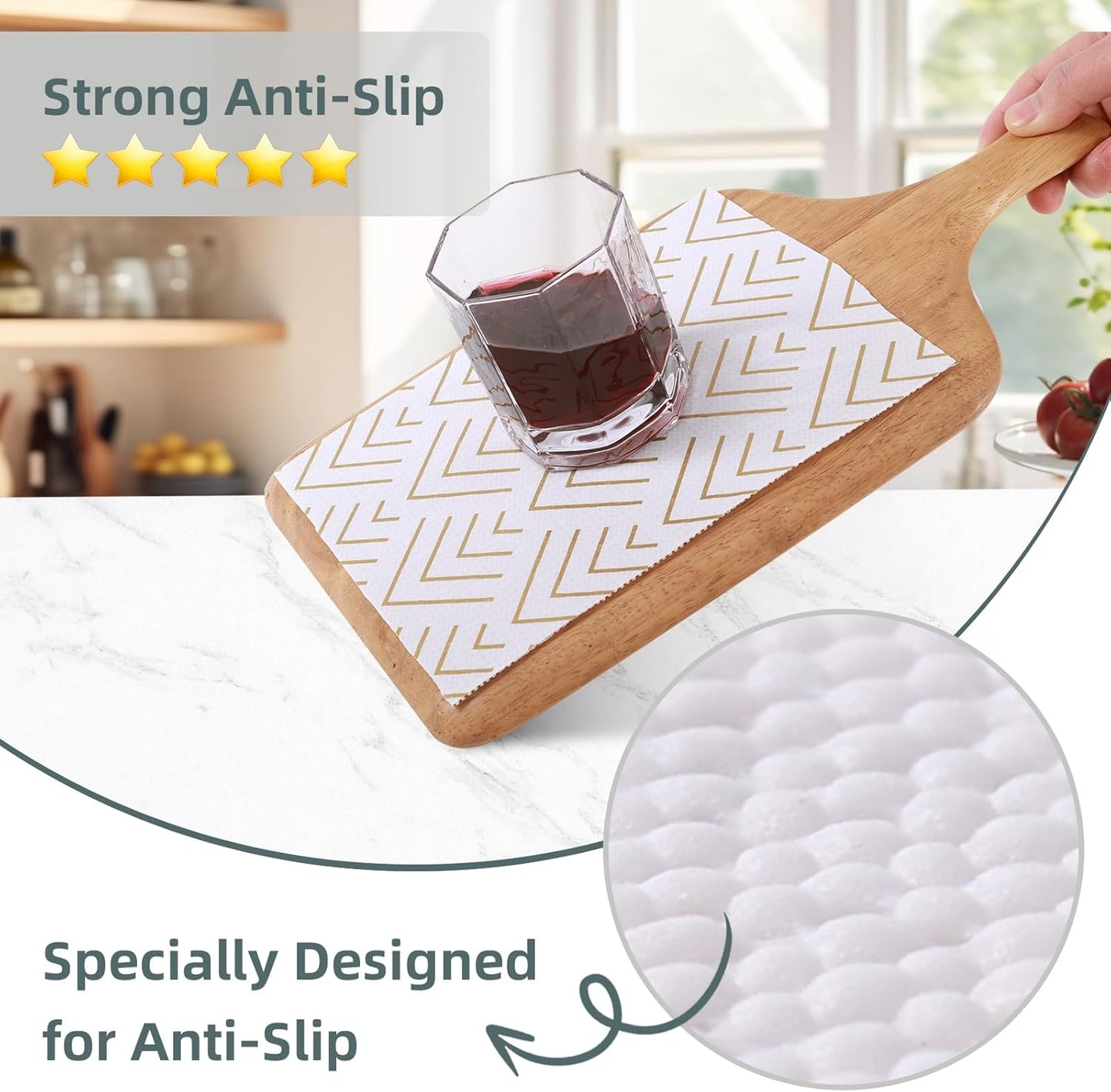 Shelf Liner for Kitchen Cabinets Non Adhesive Drawer Liner Non-Slip Thickened Shelf Liner Paper Strong Easy to Clean for Tool Box Refrigerator with Knife and Tape Measure, Gold Arrow, 23.6 x 236.2 in
