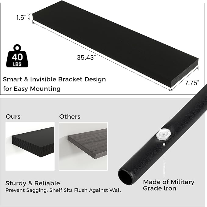 Venusmiles Floating Shelves for Wall 36 inch Long, Engineered Wood Wall Shelves