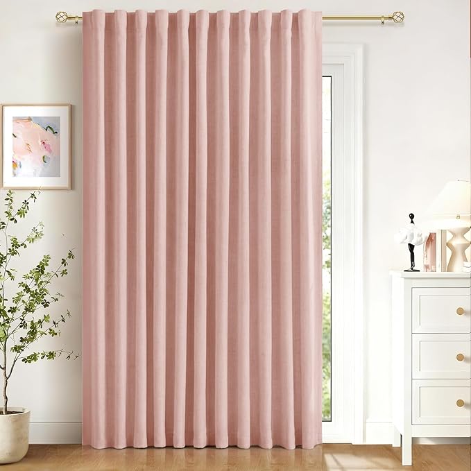 100% Blackout Shield Linen Blackout Sliding Door Curtains
