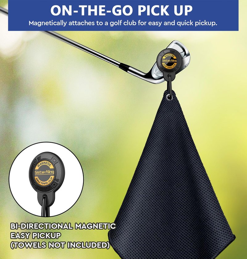SisterAling Magnetic Clip for Golf Towel,Removable Industrial Magnetic Accessories Design for Strong Hold to Golf Carts or Clubs