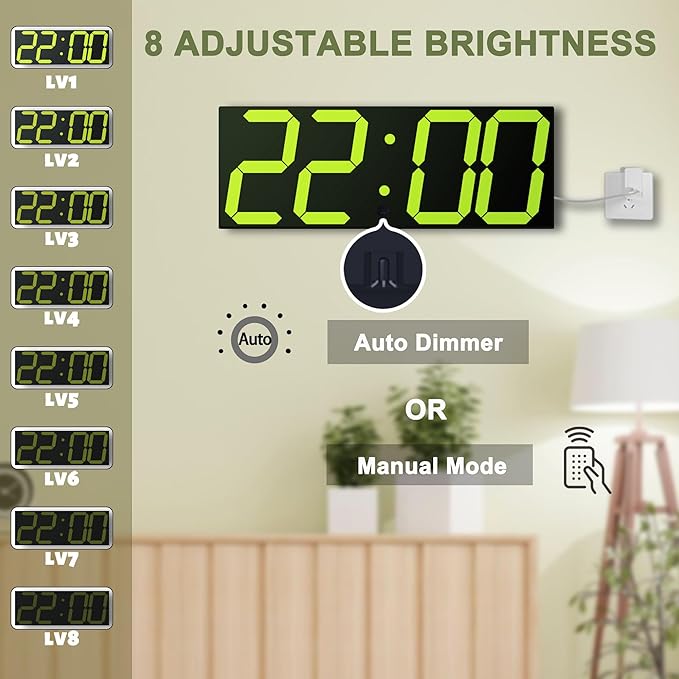 CHKOSDA LED Large Digital Wall Clock, Oversize Digital Clock