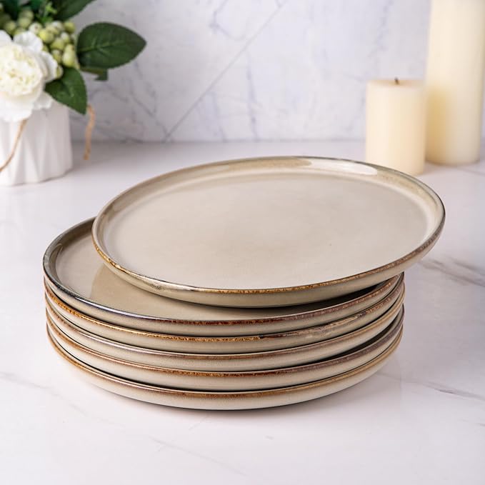 AmorArc Stoneware Dinnerware Sets,Round Reactive Glaze Ceramic Plates and Bowls Set,Highly Scratch Resistant | Dishwasher & Microwave Safe Dishes,Service for 6 (18pc)