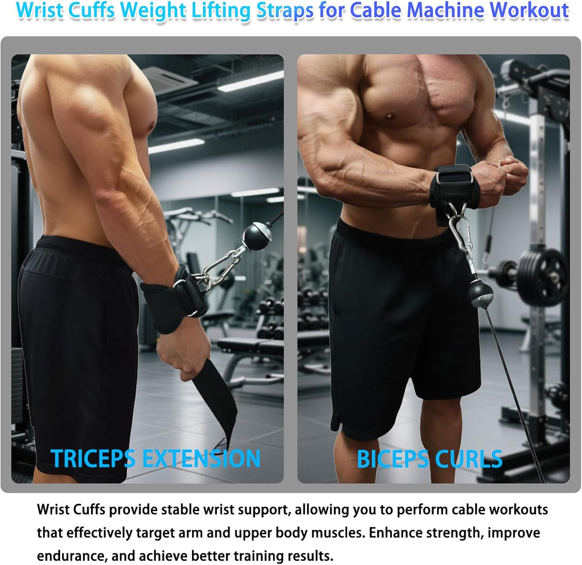 Skiennix Non-Slip Lifting Straps - Durable Wrist Cuffs for Weightlifting | Double D-Ring Design