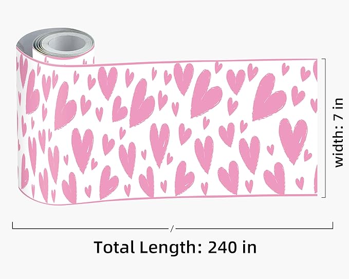 FLFK Pink Heart Wallpaper Border