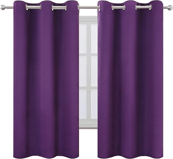 LEMOMO Purple Blackout Curtains/42 x 63 Inch/Set of Two Panels Grommet Bedroom