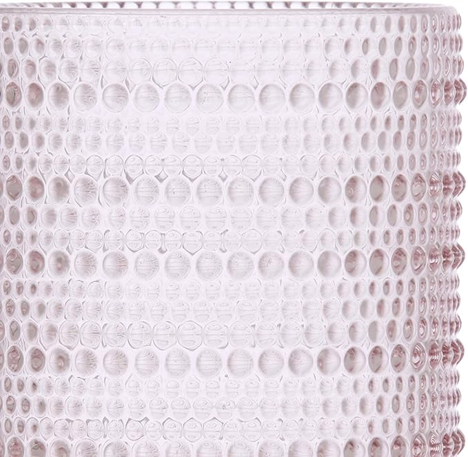 Fortessa Jupiter Beaded Hobnail Glass, 13 Ounce Iced Beverage (Set of 4), Pink