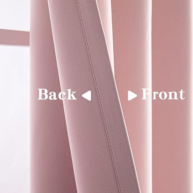 IGEMAEVE Blush Pink Curtains 96 Inch Length 2 Panels Set, Light Filtering