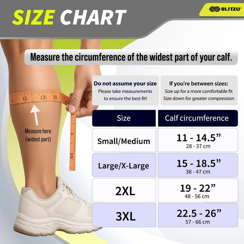BLITZU Calf Compression Sleeves for Men and Women. Footless Compression Socks Support for Varicose Vein, Nursing, Running. Leg Sleeve Brace for Shin Splints, Pain Relief & Reduces Swelling White 3XL