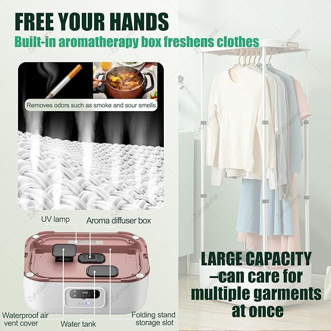 Steam Press Ironing Machine,Portable Dryer with 360° Hot Air Circulation,Intelligent Timing,Automatic Garment Care, for Clothes & Fabric, Quick-Drying Steam