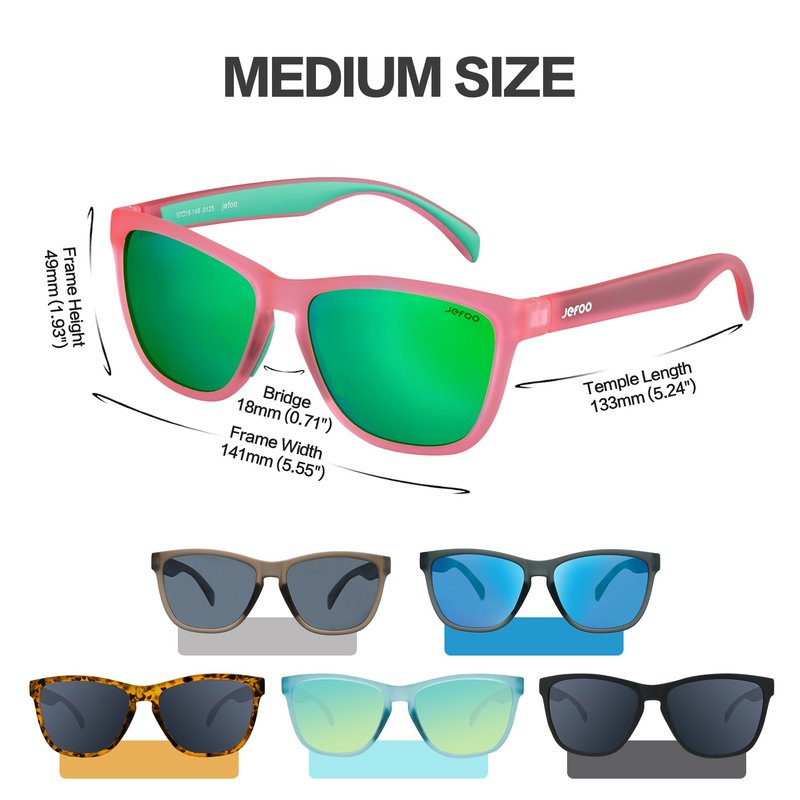 Jefoo Polarized Sports Running Sunglasses for Women Men Retro Trendy Sun Glasses UV400 Protection Tangle Free