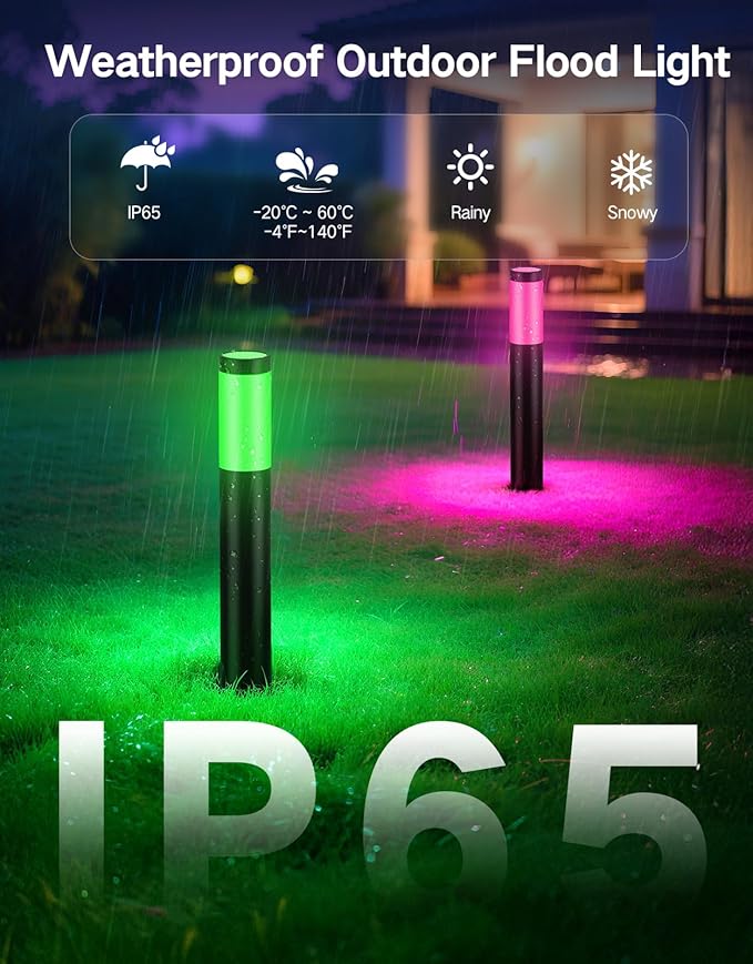 OUTON Pathway Lights Outdoor, Smart Low Voltage Landscape Lighting with RGB and 2200K-6500K White, APP Voice Remote Control, IP65 Waterproof Aluminum Walkway Lights for Yard Garden Patio, 4 Pack