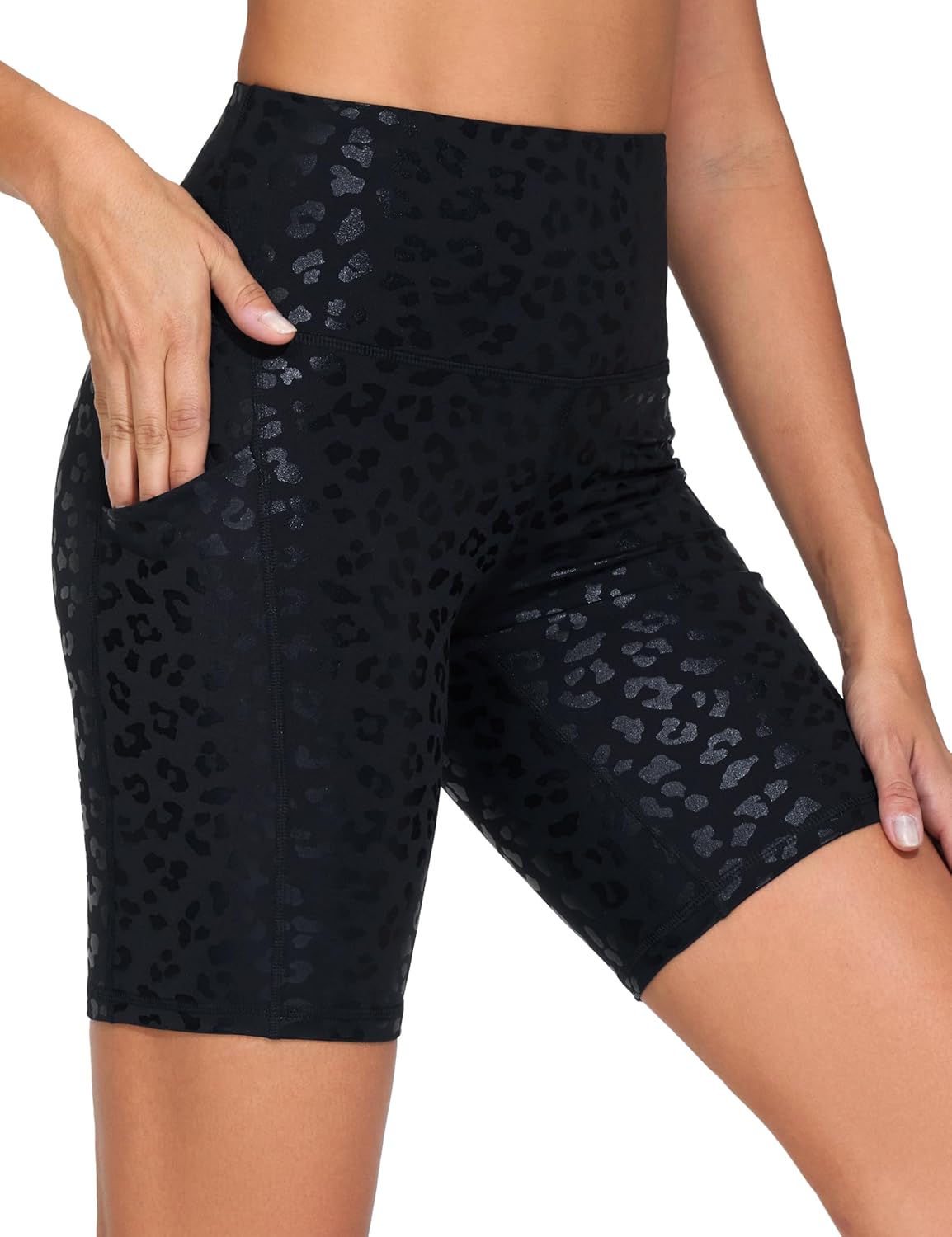 The Gym People High Waist Workout Shorts - Stretchy Tummy Control Yoga Biker Shorts with Pockets