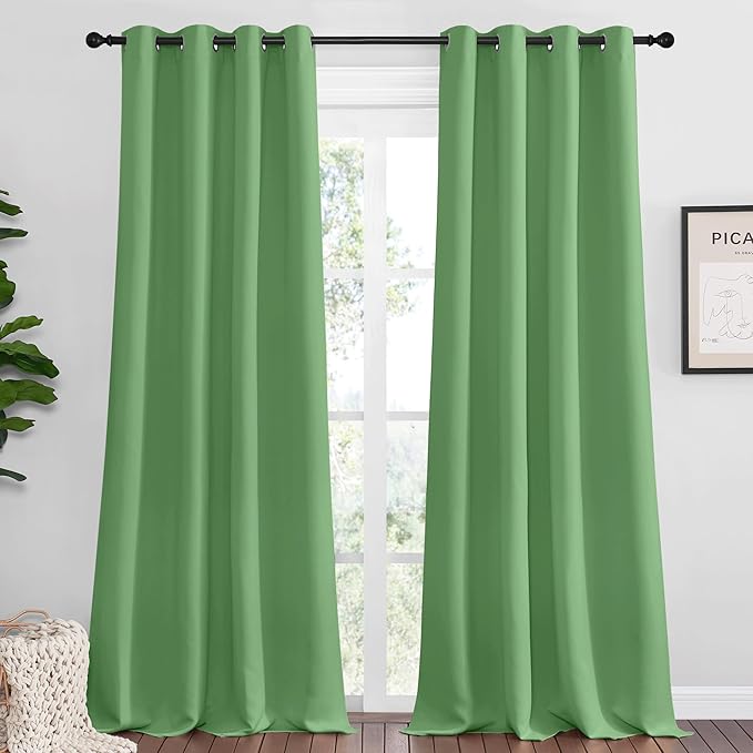 NICETOWN Froest Green Blackout Curtains 102 inches Length