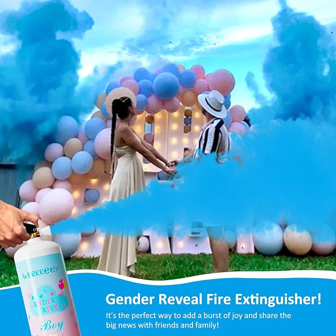 Giant Gender Reveal Fire Extinguisher Color Blasters: 2 Pcs Blue Blaster Only for Baby Boy with Blue Smoke suitable Gender Reveal Party Decorations - Blasts 20+ Feet (Blue)