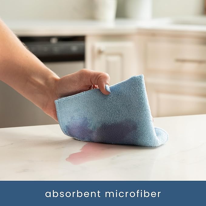 S&T INC. 150 Pack Microfiber Cleaning Cloth, Bulk Towels for Home, Reusable Microfiber Towels for Cars, Cleaning Rags, Light Blue, 11.5 Inches x 11.5 Inches, 150 Count