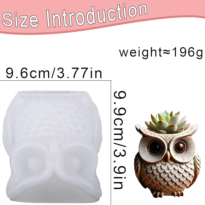 1Pc 3D Owl Epoxy Resin Silicone Mold Animal Plaster Storage Box Candle Mold for Pen Holders Concrete Clay Art Crafts DIY Home Decor Potted Plant Decorations Halloween Party Gifts Storage Box