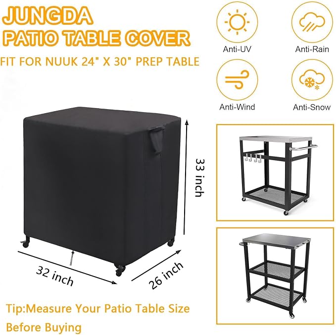 Outdoor Prep Cart Cover for Nuuk Pizza Oven Table,Patio Grill Table Covers for Movable Dining Cart Tables,Waterproof Outdoor Cart Cover - 32 X 26 X 33 Inch