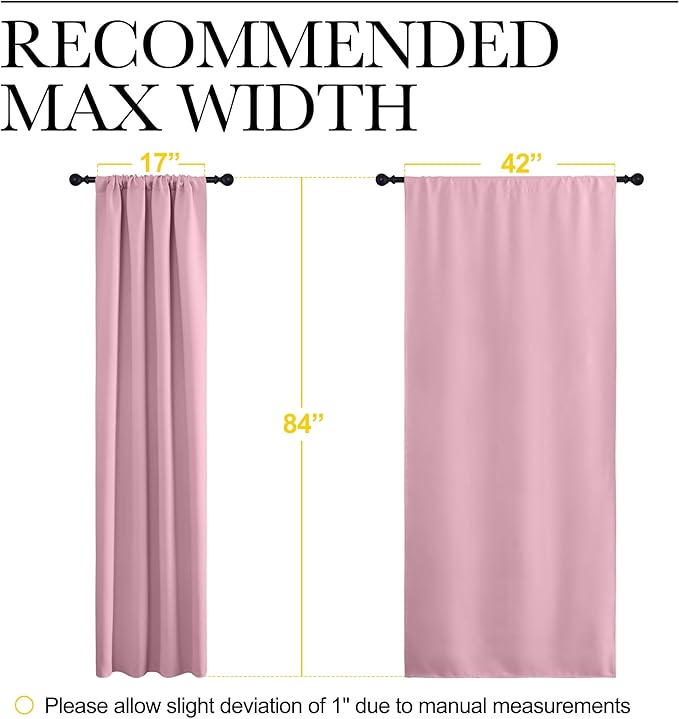 NICETOWN Blackout Curtains for Living Curtains, Rouge Pink, 2 Panels, 42 by 84