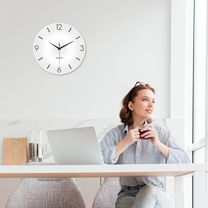 XFM Large Minimalist Wall Clocks Battery Operated 24 Inch White Modren Wall