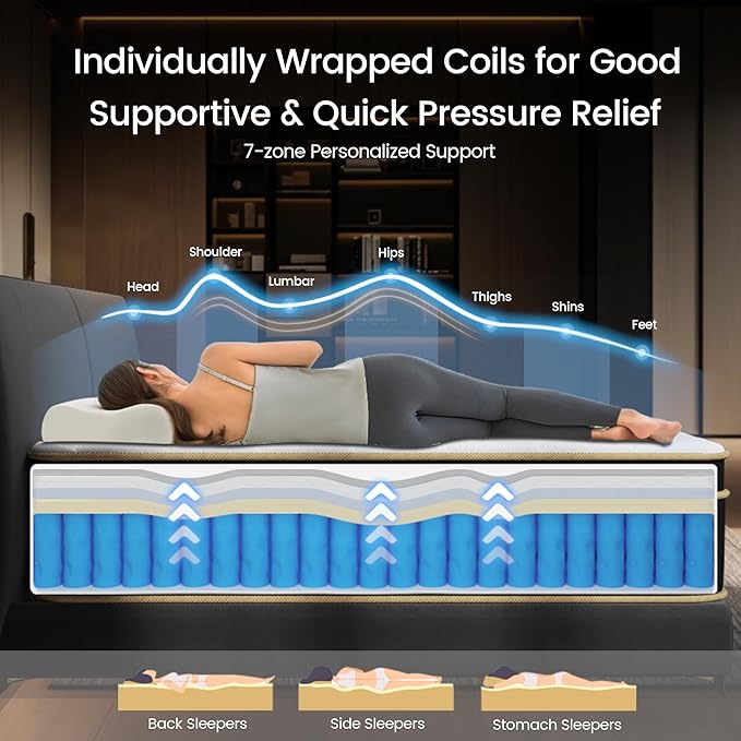 Firm King Size Mattress [New Version], 14 Inch Gel Memory Foam Hybrid Mattress King Bed in a Box, Pressure & Pain Relief, CertiPUR-US, Individual Pocket Spring, Edge Support