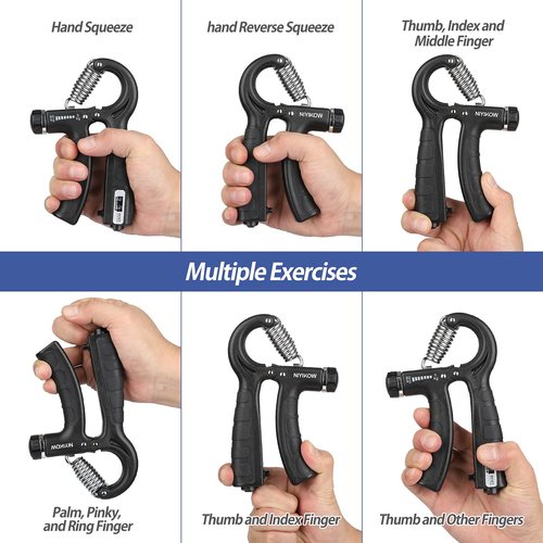 NIYIKOW 2 Pack Grip Strength Trainer with Counter, Hand Grip Strengthener, Adjustable Resistance 11-132Lbs (5-60kg), Forearm Strengthener, Perfect for Athletes Musicians