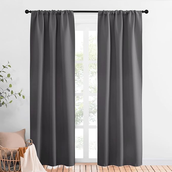 NICETOWN Grey Window Curtains for Bedroom