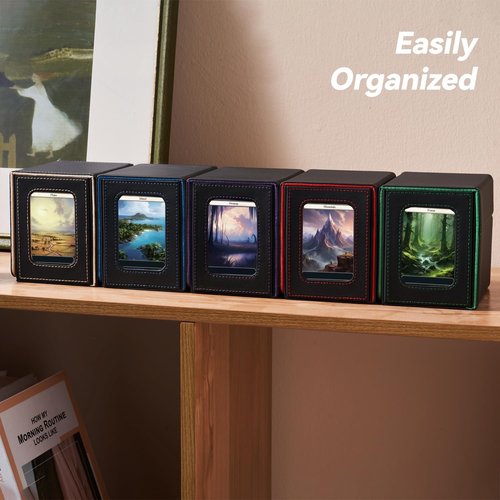 Mage Tech Card Deck Box for MTG Commander - Patented Design, Holds 100 Double-Sleeved Cards | Black/Red