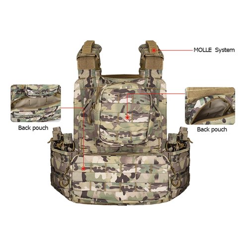 PIKEON Tactical Vest Quick Release Airsoft Vest for Man Outdoor Adjustable Breathable Vest (CP)