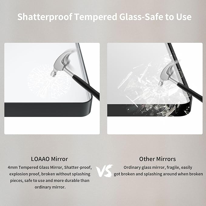 LOAAO 60X30 Inch Black Metal Framed Bathroom Mirror for Wall, Matte Black Bathroom Vanity Mirror Farmhouse, Large Rounded Rectangle Mirror, Anti-Rust, Tempered Glass, Hangs Horizontally or Vertically